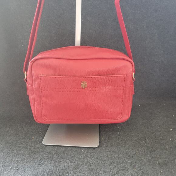 Tommy Hilfiger red leather purse Bag Crossbody - Picture 1 of 14